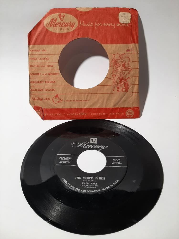 Piringan Hitam Patti Page — The Voice Inside / Go On With the Wedding (Mercury Records, 1955)