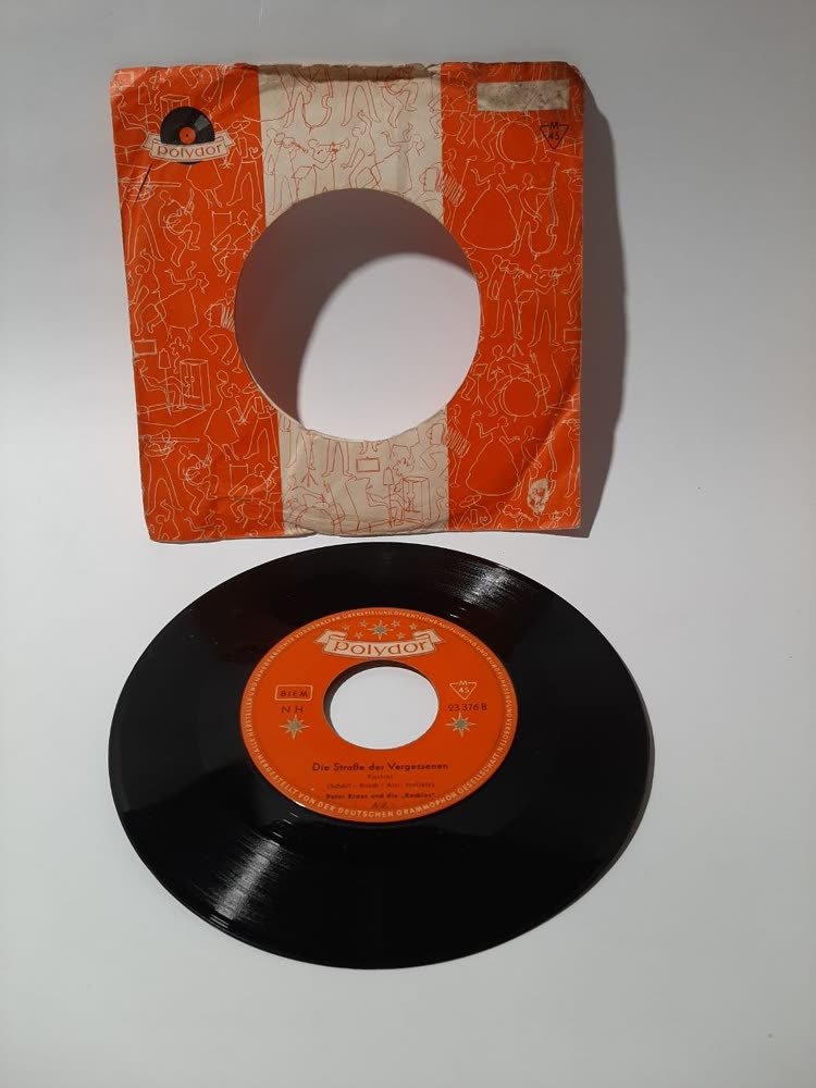 Piringan Hitam Peter Krauss — Die Straße der Vergessenen (Polydor, 45 RPM, Jerman)