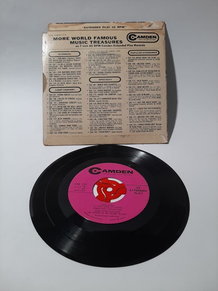 Piringan Hitam Richard Crooks — Blue Ribbons (Camden RCA, Extended Play 45 RPM)
