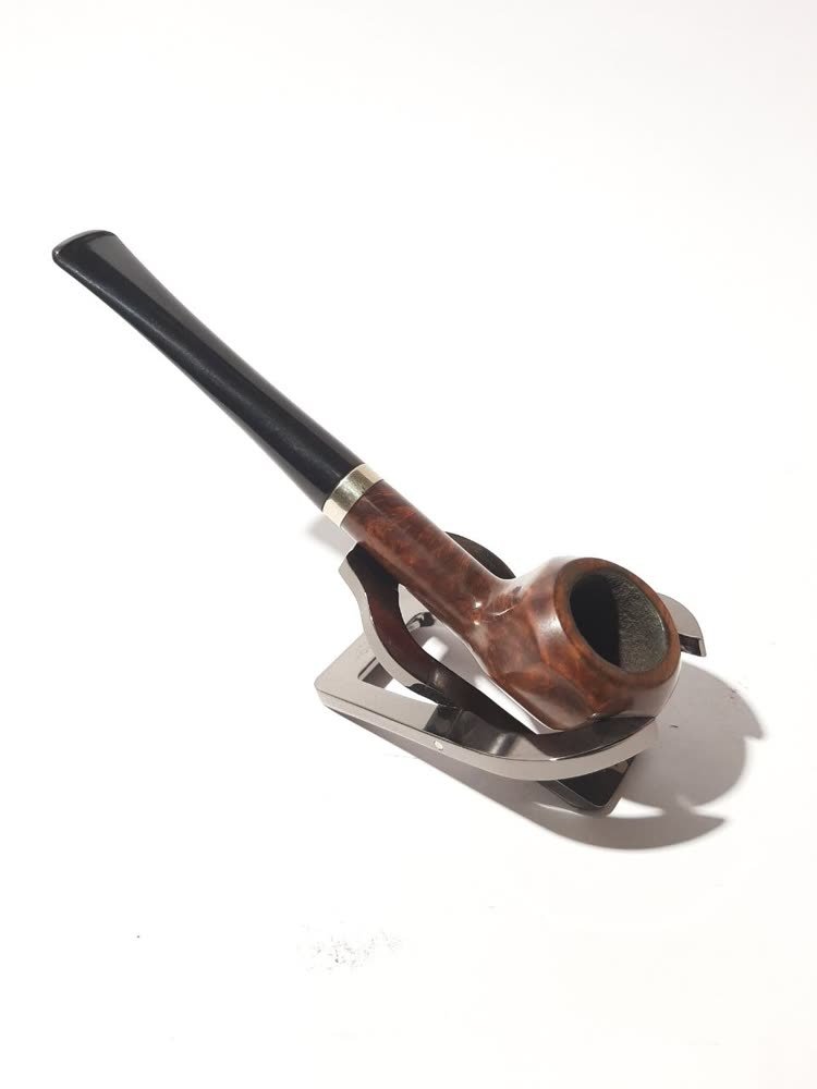 Pipa Cangklong Briar Wood — Silver Band (Mouthpiece Flat, Merk Pudar)