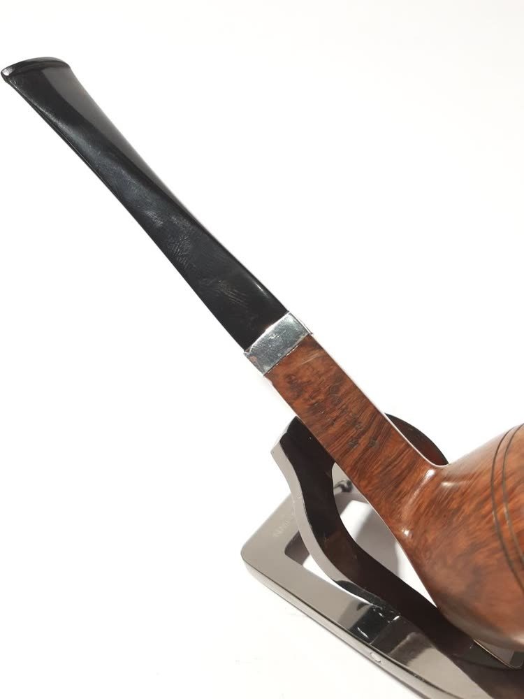 Pipa Cangklong Briar Wood — Silver Band (Mouthpiece Tapered + Mahkota, Merk Pudar)