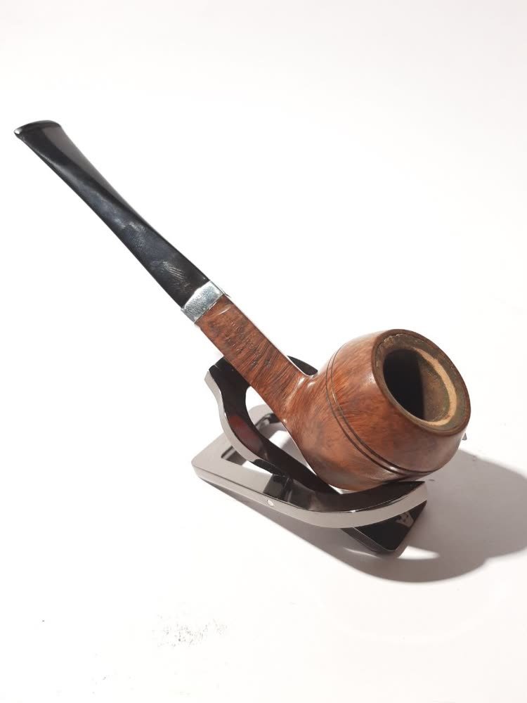 Pipa Cangklong Briar Wood — Silver Band (Mouthpiece Tapered + Mahkota, Merk Pudar)